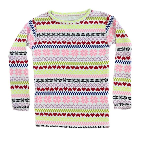Baby Gap 3Y Fair Isle Hearts & Snowflakes Pajamas - Picture 2 of 8
